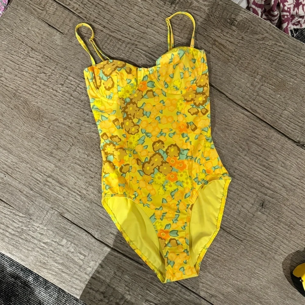 Tory Burch Yellow Blossom One Piece Swimsuit